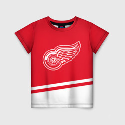 Детская футболка 3D Detroit Red Wings, Детройт Ред Уингз Диагональные полосы