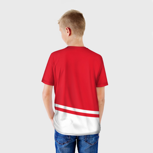 Детская футболка 3D Detroit Red Wings, Детройт Ред Уингз Диагональные полосы, цвет 3D печать - фото 4