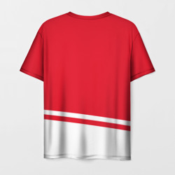 Футболка с принтом Detroit Red Wings, Детройт Ред Уингз Диагональные полосы для мужчины, вид сзади №1. Цвет основы: белый