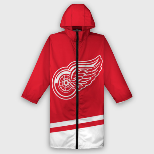 Мужской дождевик 3D Detroit Red Wings, Детройт Ред Уингз Диагональные полосы, цвет белый