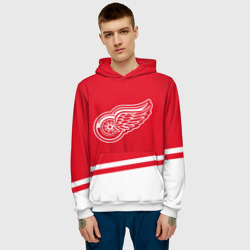 Мужская толстовка 3D Detroit Red Wings, Детройт Ред Уингз Диагональные полосы - фото 2