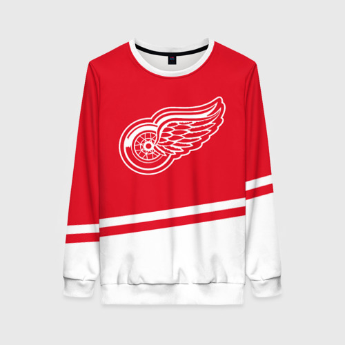 Женский свитшот 3D Detroit Red Wings, Детройт Ред Уингз Диагональные полосы, цвет 3D печать