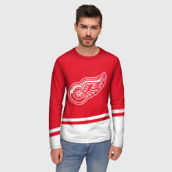 Мужской лонгслив 3D Detroit Red Wings, Детройт Ред Уингз Диагональные полосы - фото 2