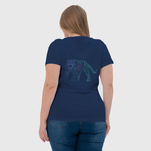 Женская футболка хлопок Криптовалюта Солана и тигр, цвет темно-синий - фото 7