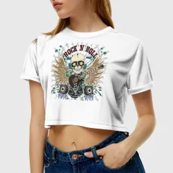 Женская футболка Crop-top 3D Rock'n'roll музыкант - фото 2