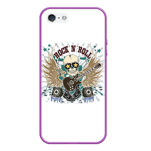Чехол для iPhone 5/5S матовый Rock'n'roll музыкант, цвет фиолетовый