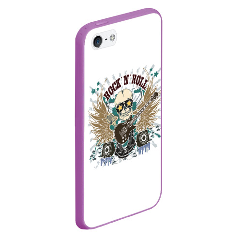 Чехол для iPhone 5/5S матовый Rock'n'roll музыкант, цвет фиолетовый - фото 3