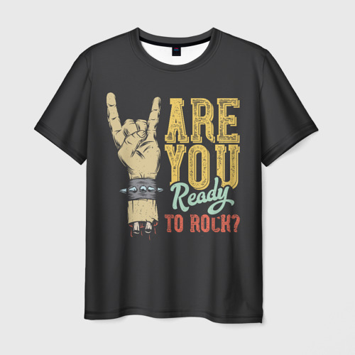 Мужская футболка с принтом Are you ready to rock?, вид спереди №1