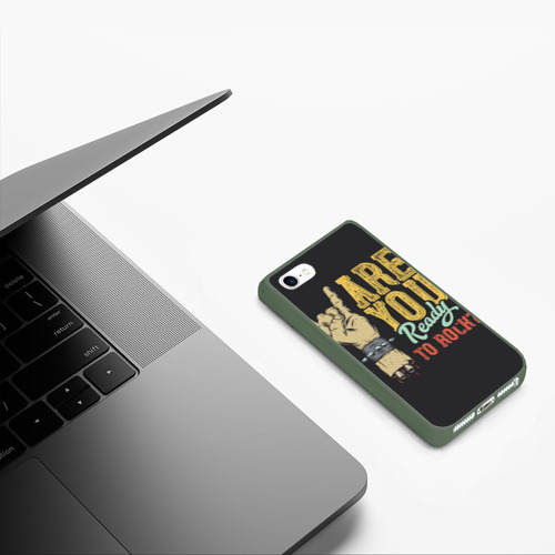 Чехол для iPhone 5/5S матовый Are you ready to rock?, цвет темно-зеленый - фото 5