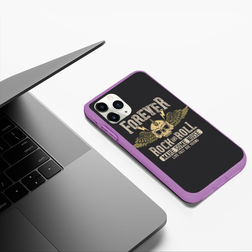 Чехол для iPhone 11 Pro Max матовый Forever rock and roll, цвет фиолетовый - фото 5