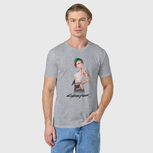 Мужская футболка хлопок Judy Cyberpunk Джуди арт, цвет меланж - фото 3