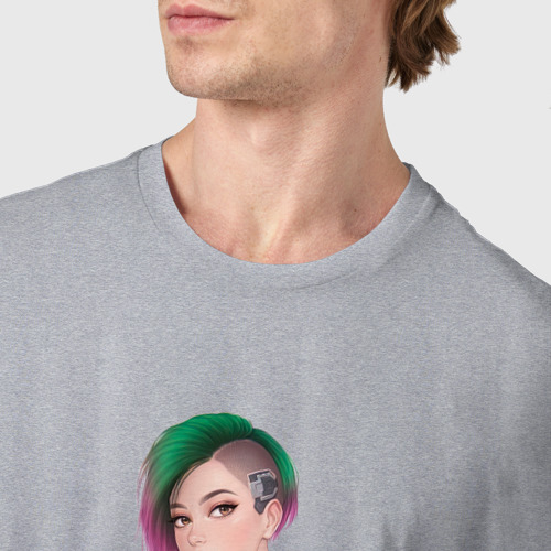 Мужская футболка хлопок Judy Cyberpunk Джуди арт, цвет меланж - фото 6