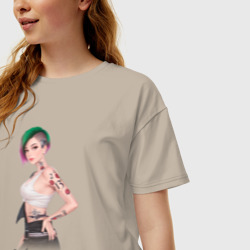 Женская футболка хлопок Oversize Judy Cyberpunk Джуди арт - фото 2
