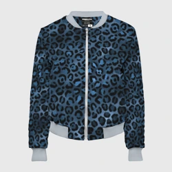 Женский бомбер 3D Синяя леопардовая шкура