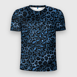Мужская футболка 3D Slim Синяя леопардовая шкура