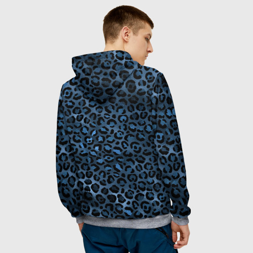 Мужская толстовка 3D Синяя леопардовая шкура, цвет меланж - фото 4