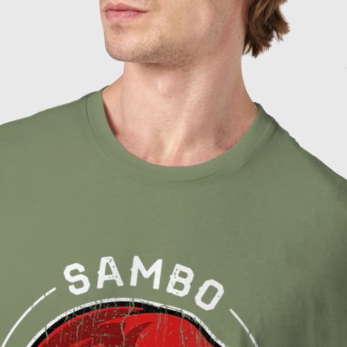 Мужская футболка хлопок с принтом Самбо тренировки и борьба, фото #4