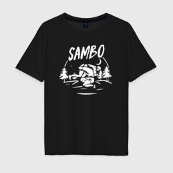 Мужская футболка хлопок Oversize Самбо под луной