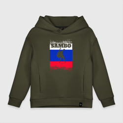 Самбо флаг РФ – Худи оверсайз из хлопка с принтом купить
