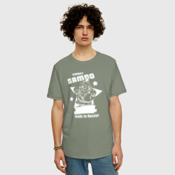 Мужская футболка хлопок Oversize Боевое самбо, сделано в России! - фото 2
