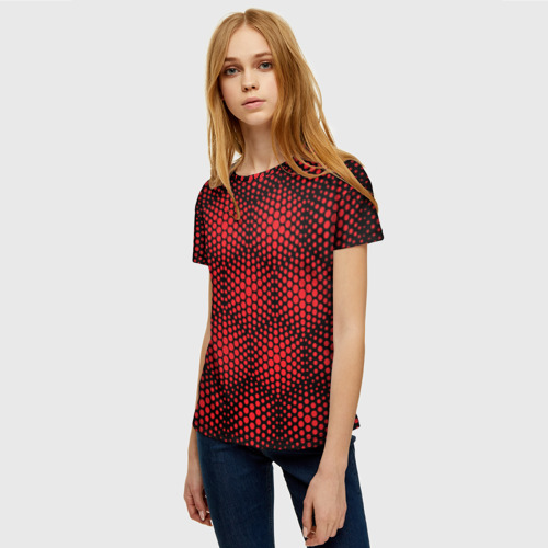 Женская футболка 3D с принтом RED ARMOR | КИБЕР БРОНЯ, фото на моделе #1