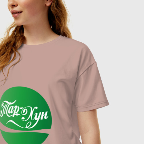 Женская футболка хлопок Oversize с принтом Тархун кока кола Зеленая вода, фото на моделе #1