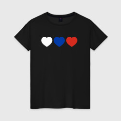 Женская футболка хлопок Сердце триколор
