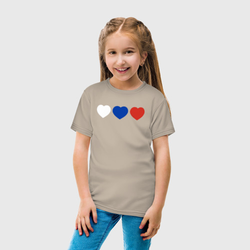 Детская футболка хлопок с принтом Сердце триколор, вид сбоку #3