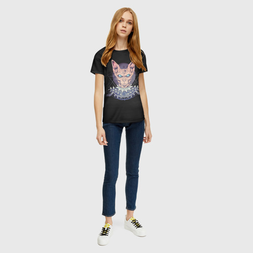 Женская футболка 3D с принтом Кот панк!, вид сбоку #3