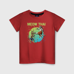 Детская футболка хлопок Мяу Тай бой котов