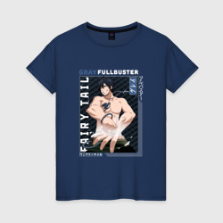 Женская футболка хлопок Fairy Tail,  Грей Фуллбастер