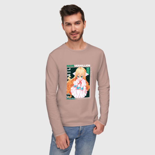 Мужской лонгслив хлопок Fairy Tail,  Мавис Вермиллион, цвет пыльно-розовый - фото 3