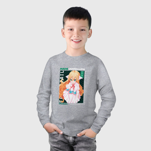 Детский лонгслив хлопок с принтом Fairy Tail,  Мавис Вермиллион, фото на моделе #1