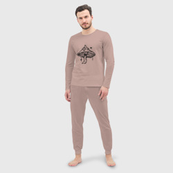 Мужская пижама с лонгсливом хлопок псилоцибиновый гриб черный - фото 2