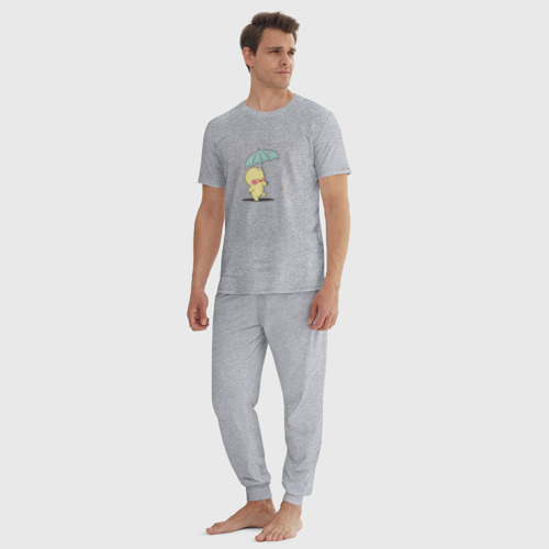 Мужская пижама хлопок с принтом Уточка Lalafanfan Дождик из сердечек, вид сбоку #3