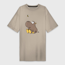 Бегемотик и пчелка – Платье-футболка хлопок с принтом купить