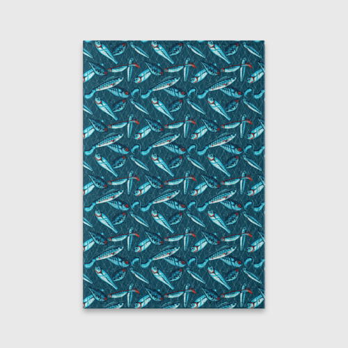 Обложка для паспорта матовая кожа Воблеры рыбки, цвет синий