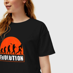 Женская футболка хлопок Oversize Эволюция в регби - фото 2