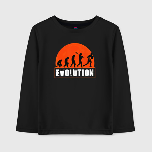 Детский лонгслив хлопок Эволюция в регби, цвет черный