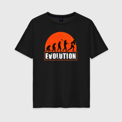 Женская футболка хлопок Oversize Эволюция в регби