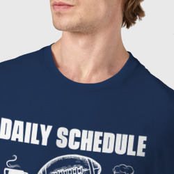 Футболка с принтом Ежедневное расписание: кофе, регби, пиво для мужчины, вид на модели спереди №4. Цвет основы: темно-синий