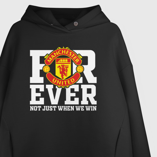 Женское худи Oversize хлопок Manchester United forever not just when We win, цвет черный - фото 3