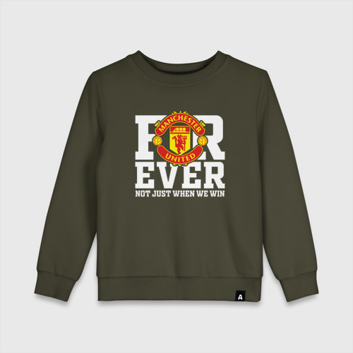 Детский свитшот хлопок Manchester United forever not just when We win, цвет хаки