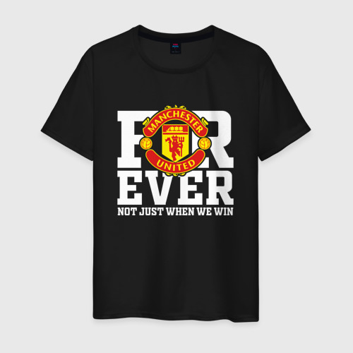 Мужская футболка из хлопка с принтом Manchester United forever not just when We win, вид спереди №1