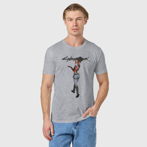 Мужская футболка хлопок Panam  cyberpunk 2077, цвет меланж - фото 3