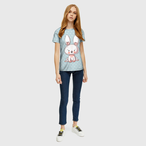 Женская футболка 3D с принтом Маленький зайчик, вид сбоку #3
