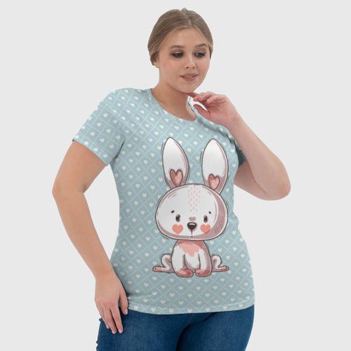 Женская футболка 3D с принтом Маленький зайчик, фото #4