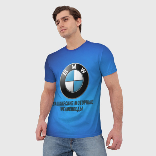 Мужская футболка 3D с принтом BMW велозавод, фото на моделе #1