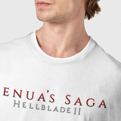 Футболка с принтом Hellblade 2 Senuas saga logo для мужчины, вид на модели спереди №4. Цвет основы: белый