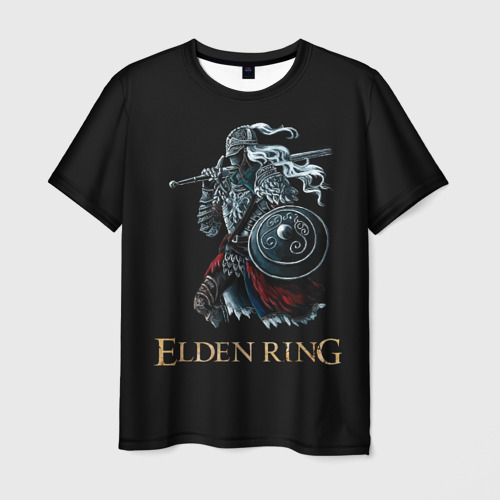 Мужская футболка с принтом Седовласый рыцарь Elden Ring, вид спереди №1